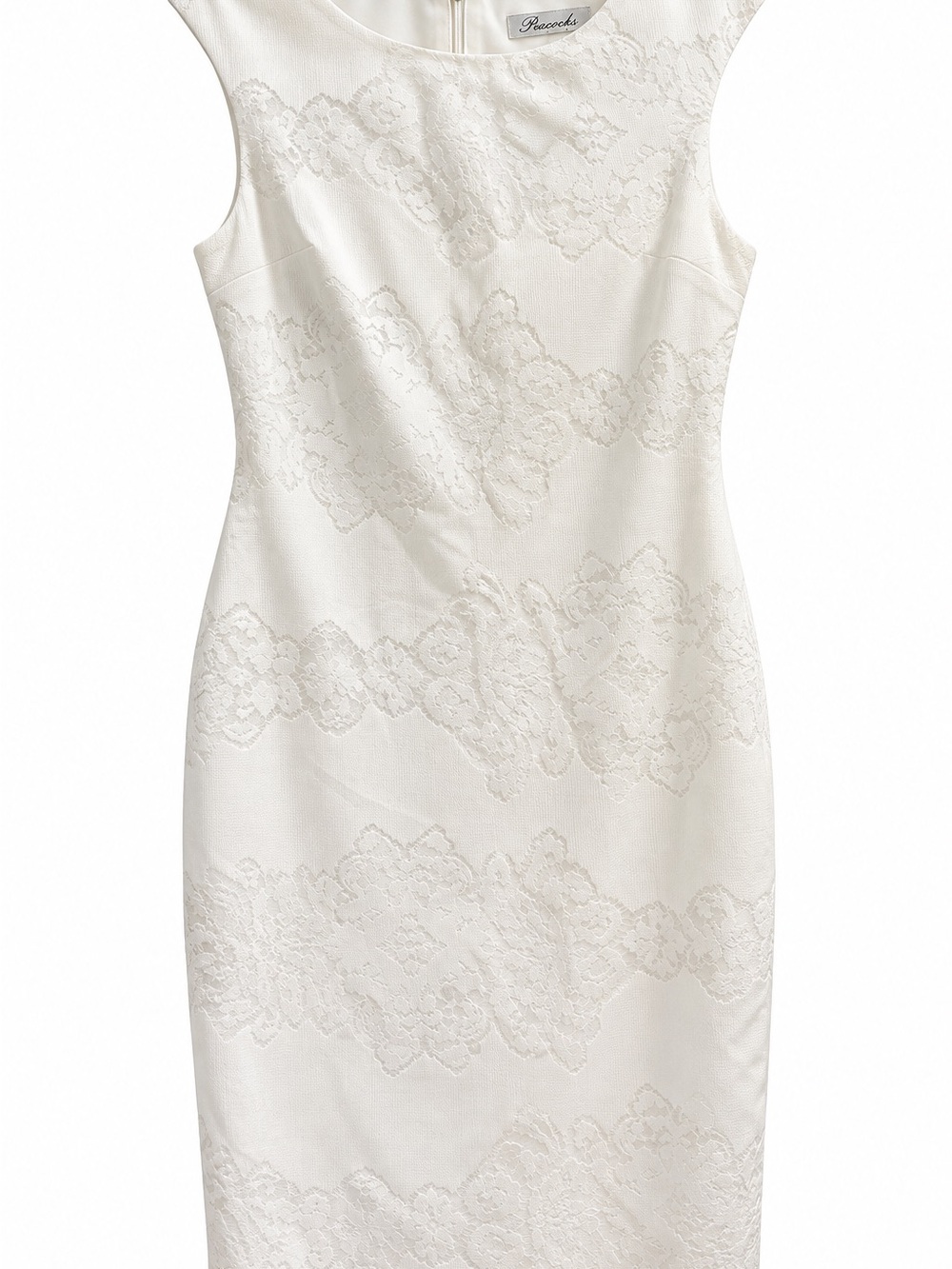 Peacocks White Floral Jacquard Shift Dress Size 10